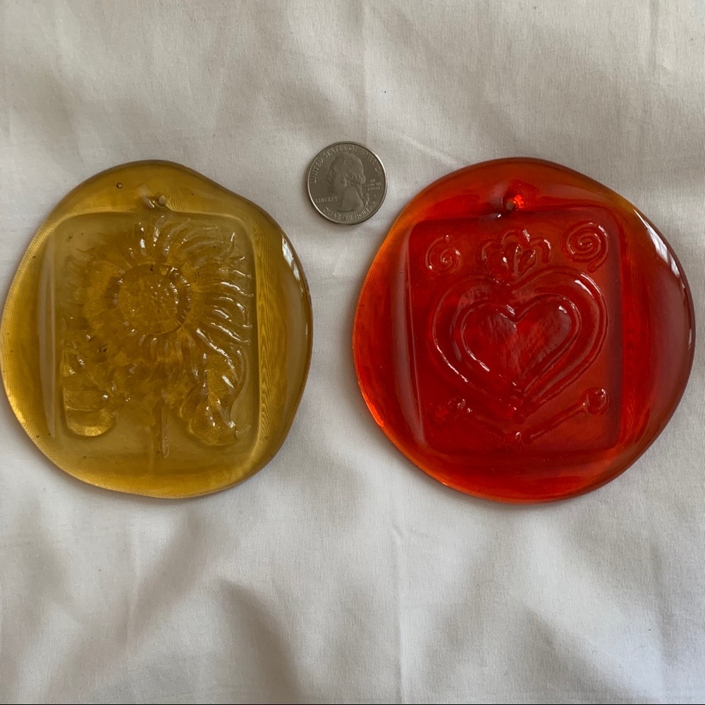 Handblown glass window ornaments - Pair